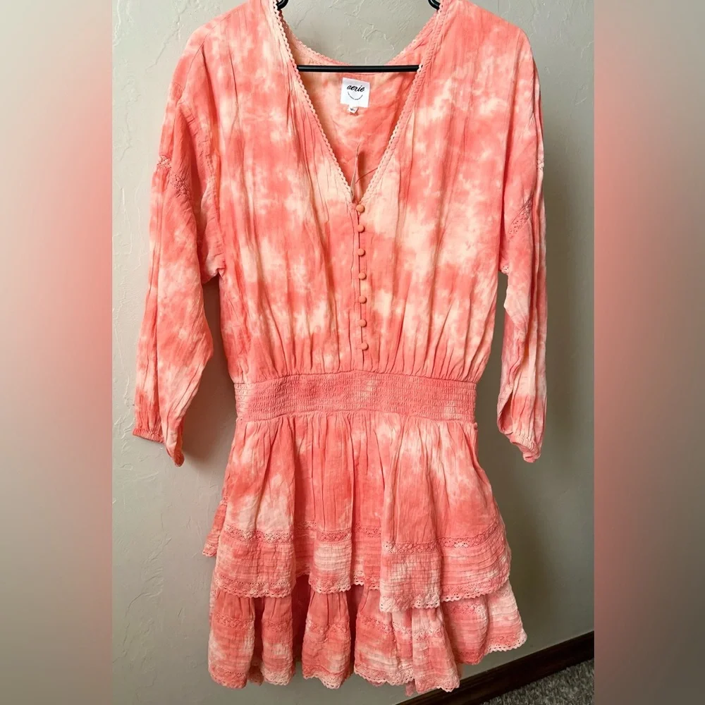 🆕 Aerie Rock ‘N’ Ruffle Tie Dye Mini Layered Dress | Large - Picture 2 of 6